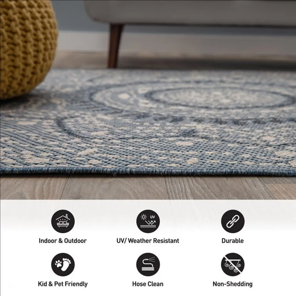 Outdoor Rug 5x8 Waterproof for Patios Clearance Camping Large Floor Mats for RV Backyard Deck Balcony Porch Washable No Slip Thin Durable Carpet Natural Rustic Black and White Stone Pattern Rugs