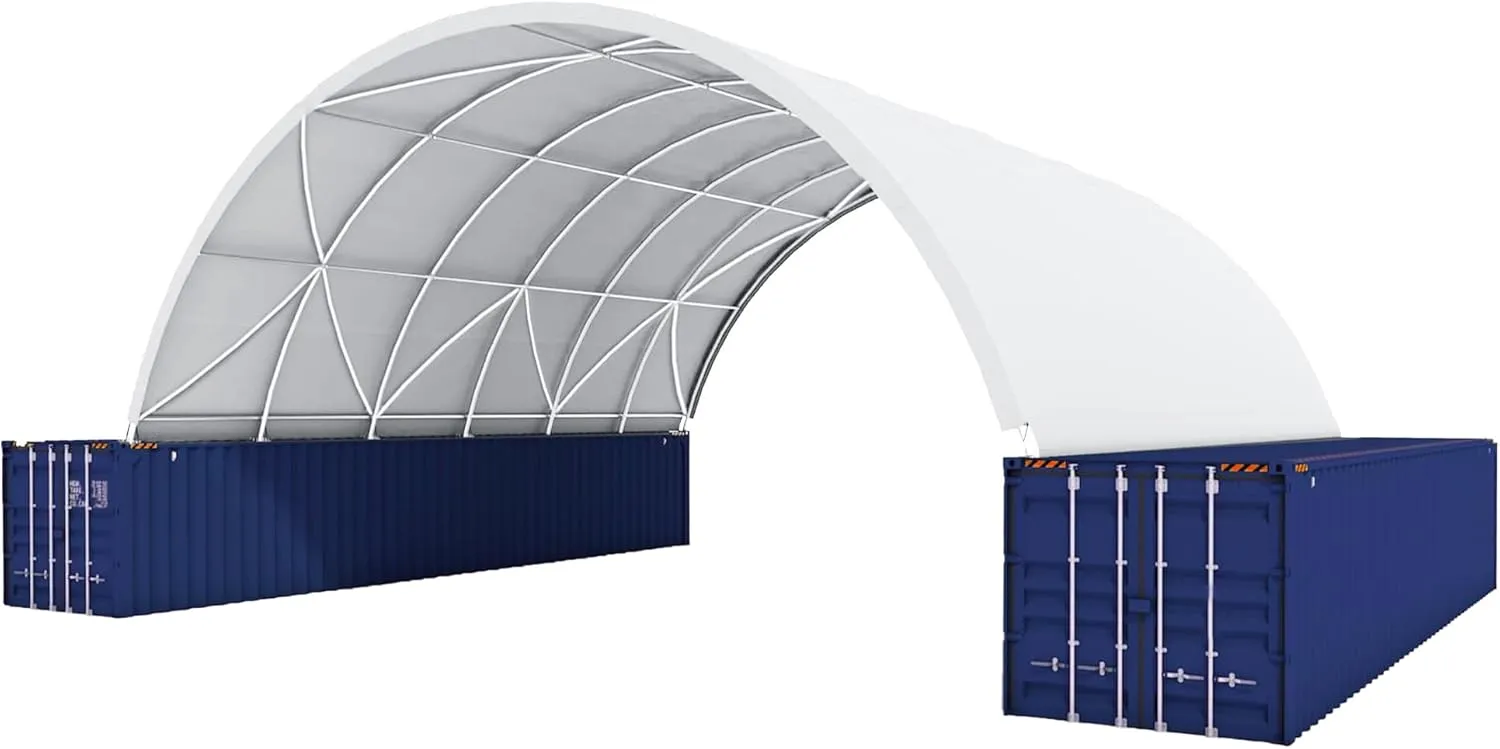 Outdoor Storage Solution with Container Canopy Shelter, 40'x40'x13', Durable PE Material, White