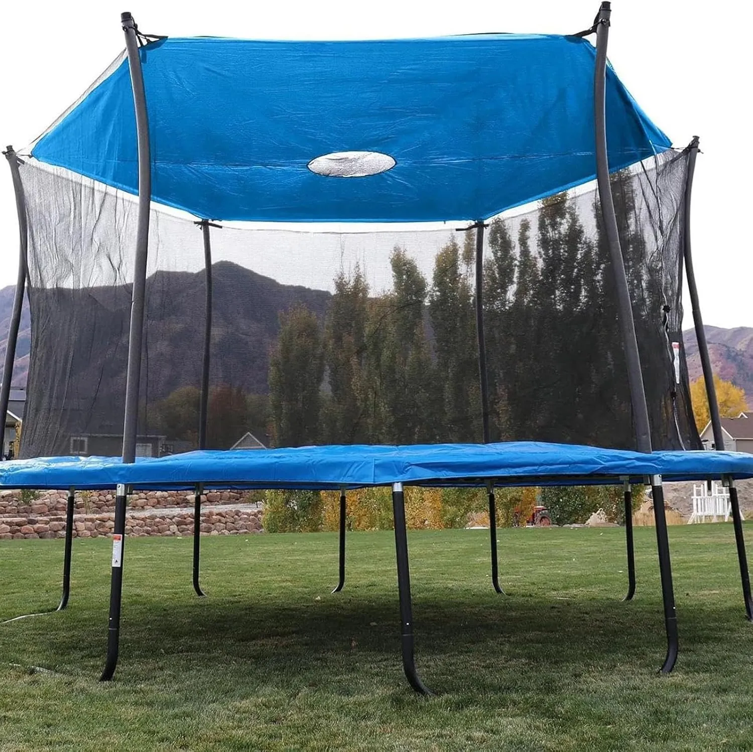 Outdoor Trampoline Shade Cover Awning, Rip-Stop Waterproof Trampoline Top Cover Universal Trampoline Tent Cover for Outdoor Playground(Blue,6ft-6 Poles)