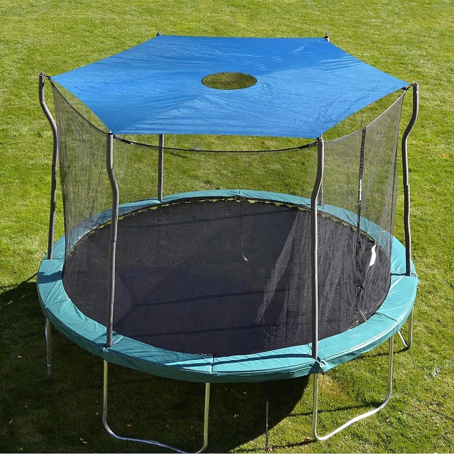 Outdoor Trampoline Shade Cover Awning, Rip-Stop Waterproof Trampoline Top Cover Universal Trampoline Tent Cover for Outdoor Playground(Blue,6ft-6 Poles)