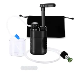 Outdoor Water Filter Straw Water Filtration System Water Purifier for Family Preparedness Camping Hiking Emergency Equipment (Set Balck)