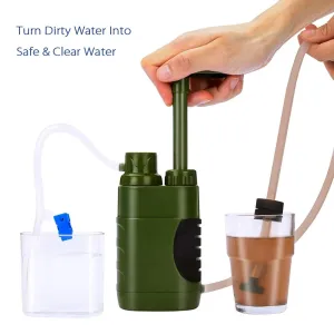 Outdoor Water Filter Straw Water Filtration System Water Purifier for Family Preparedness Camping Hiking Emergency Equipment (Set Green)