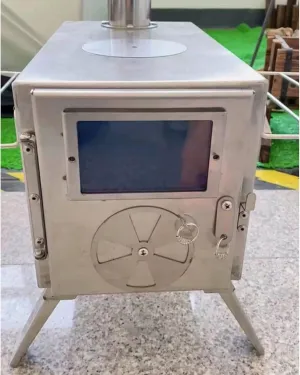 Outdoor Wood Stove Round, Stainless Steel Wood Burning Camping Stove, Portable Tent Stove Multifunctional with Blower, for Winter Heating, Cooking, Picnic