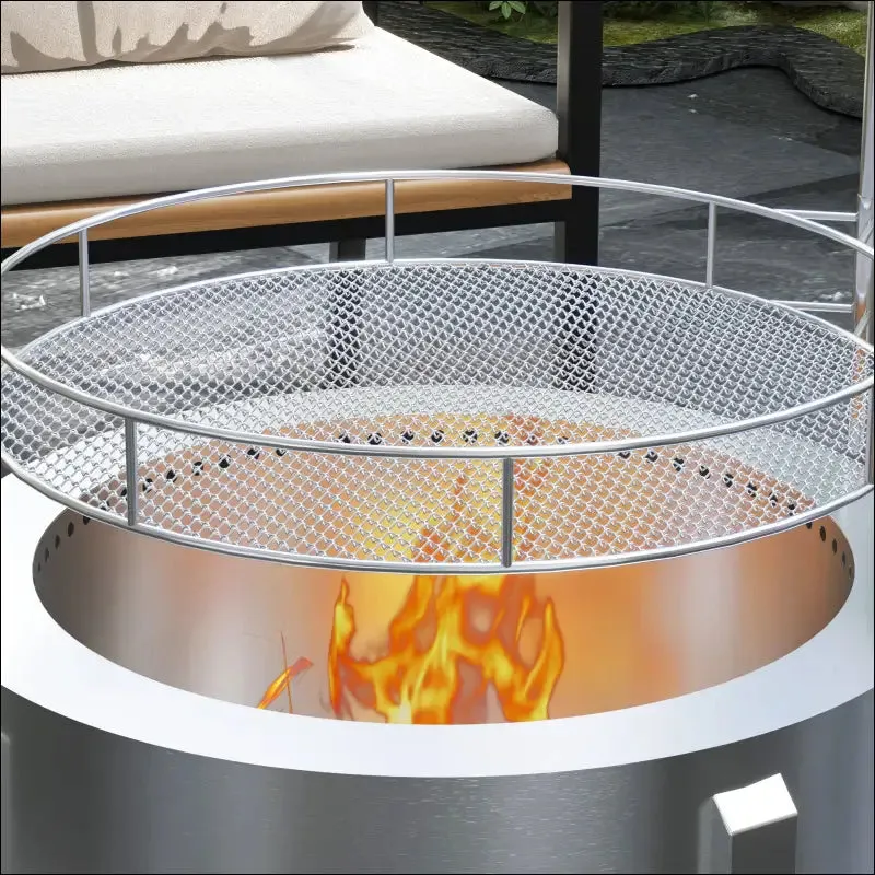 Outsunny 2-in-1 smokeless fire pit, bbq grill, 19" portable wood burning firepit with cooking grate