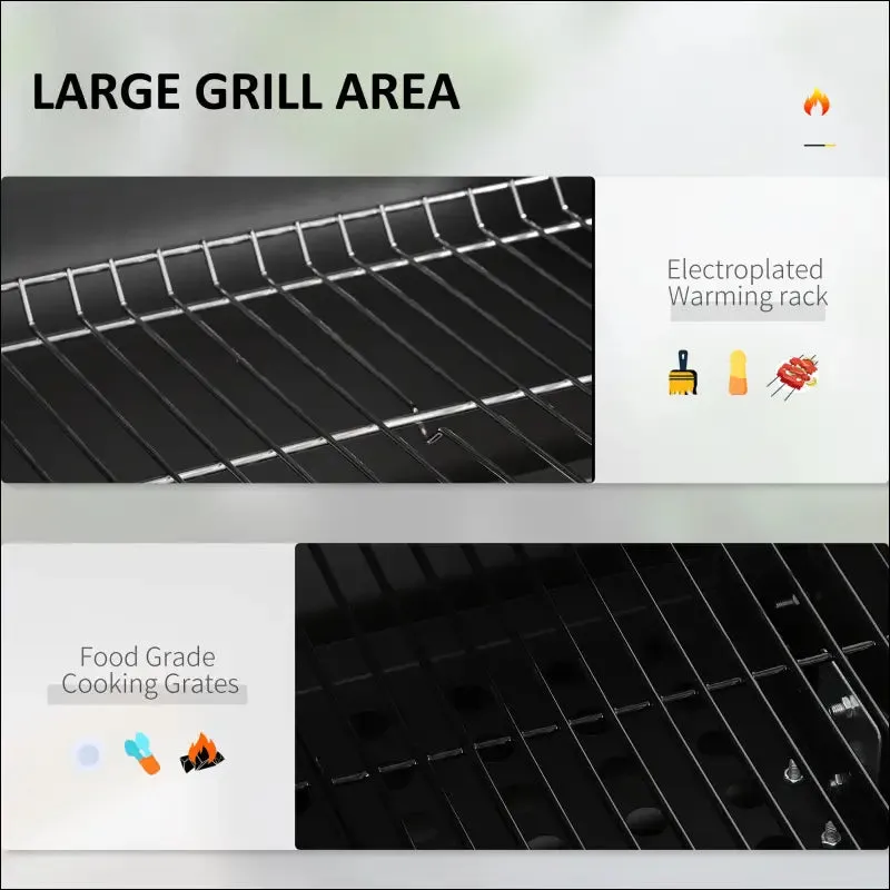 Outsunny charcoal bbq grill, outdoor portable cooker for camping or backyard picnic with side