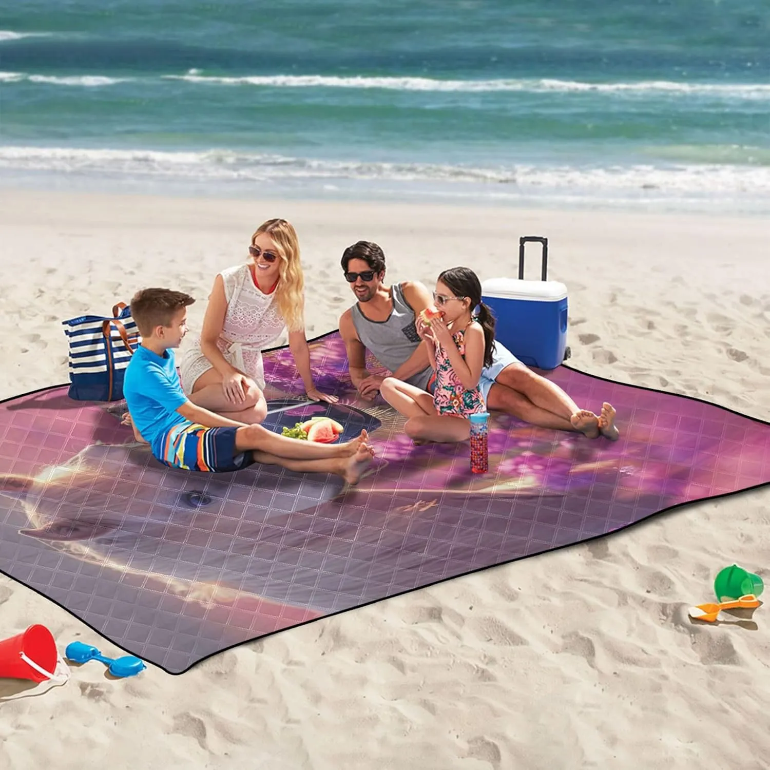 Palomino Horse Lavender Flower Picnic Supplies Foldable Mat Beach Blanket Waterproof Sandproof Floral Grass Mats for Camping 80" x 60"