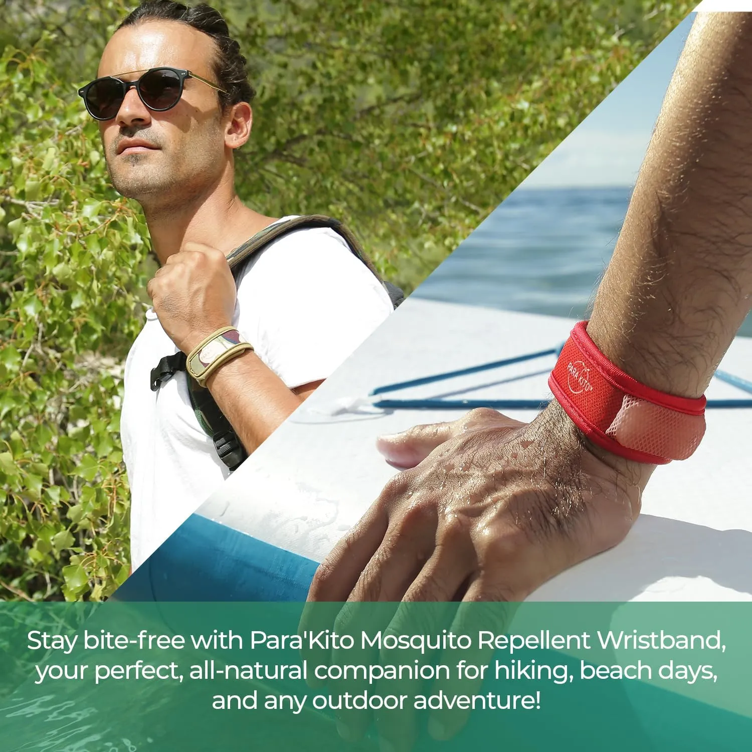 PARA'KITO Mosquito Insect & Bug Protection Wristband - Mosquito Stickers & Bug Spray Alternative - Summer Essentials, Beach Accessories, Hiking & Camping Essentials - Natural Essential Oils (Flowery)