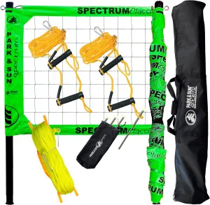 Park & Sun Sports Spectrum Classic: Adjustable Professional Outdoor Volleyball Net System, Green Net - Ideal for Beach, Grass, and Backyard Games - Durable, Easy Setup, Anti-Sag, Portable