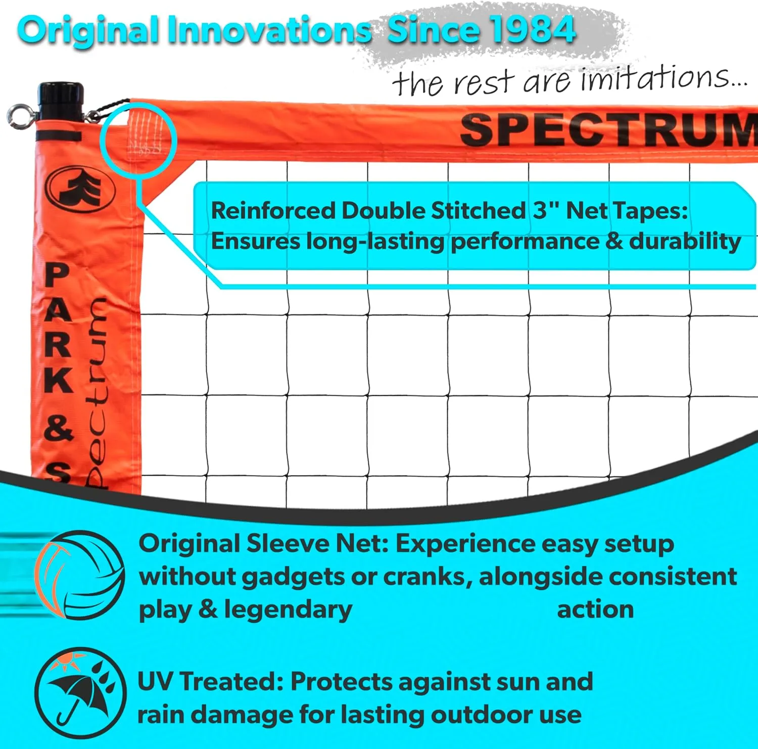 Park & Sun Sports Spectrum Classic: Adjustable Professional Outdoor Volleyball Net System