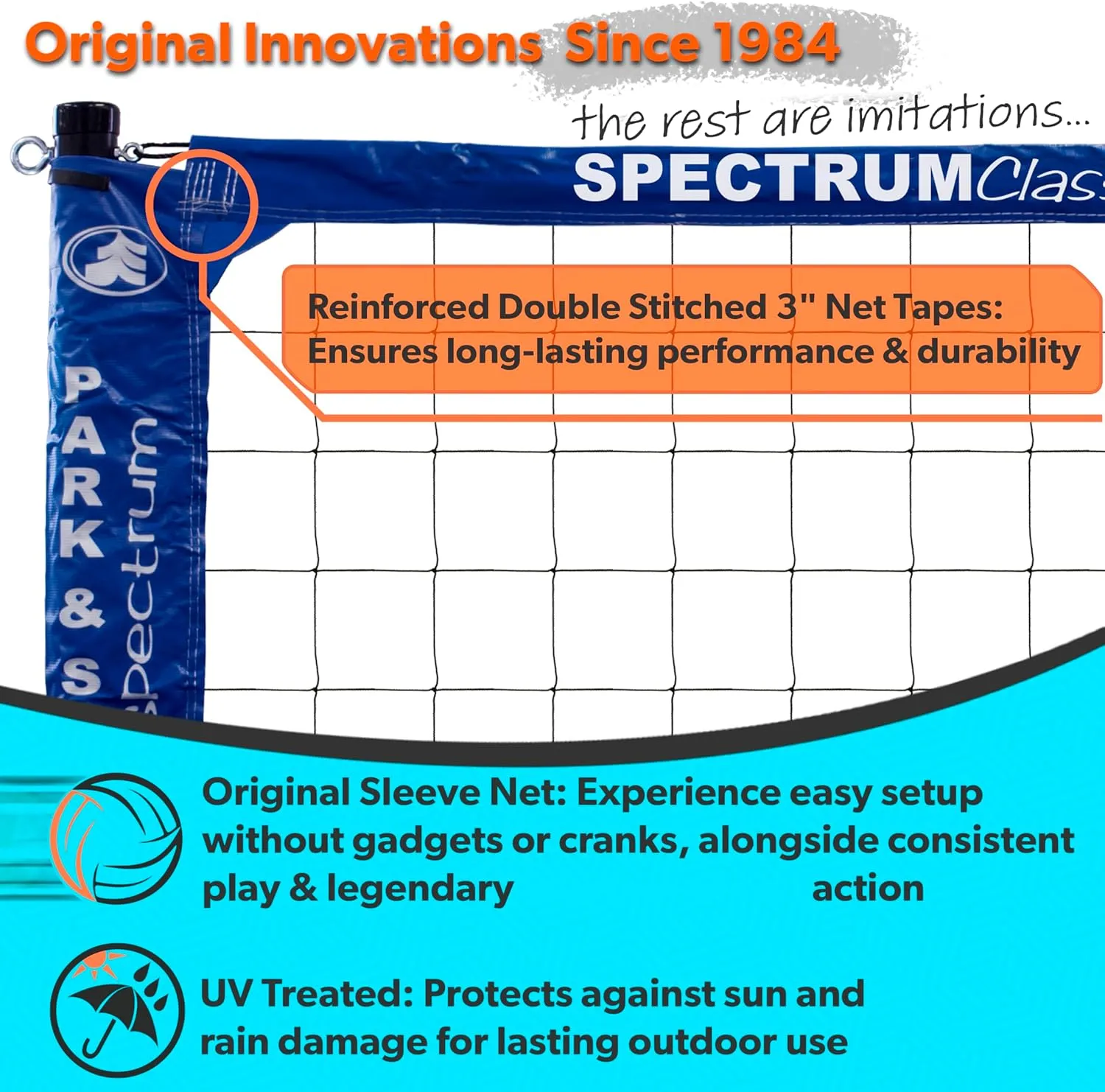Park & Sun Sports Spectrum Classic: Adjustable Professional Outdoor Volleyball Net System