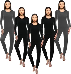 Patelai 5 Set Women Thermal Underwear Sets Fleece Lined Long Johns Winter Warm Base Layer Top and Bottom for Cold Weather