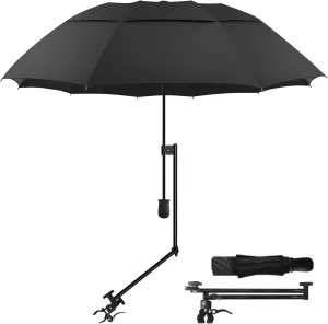 Patio Umbrellas UPF 50  360 ° Adjustable Shade Umbrella,Beach Umbrella with Universal Clamp,Beach Clamp on Umbrella,suitable for Patio,beach chairs,golf carts, wheelchairs,carts,bleachers,camping and fishing