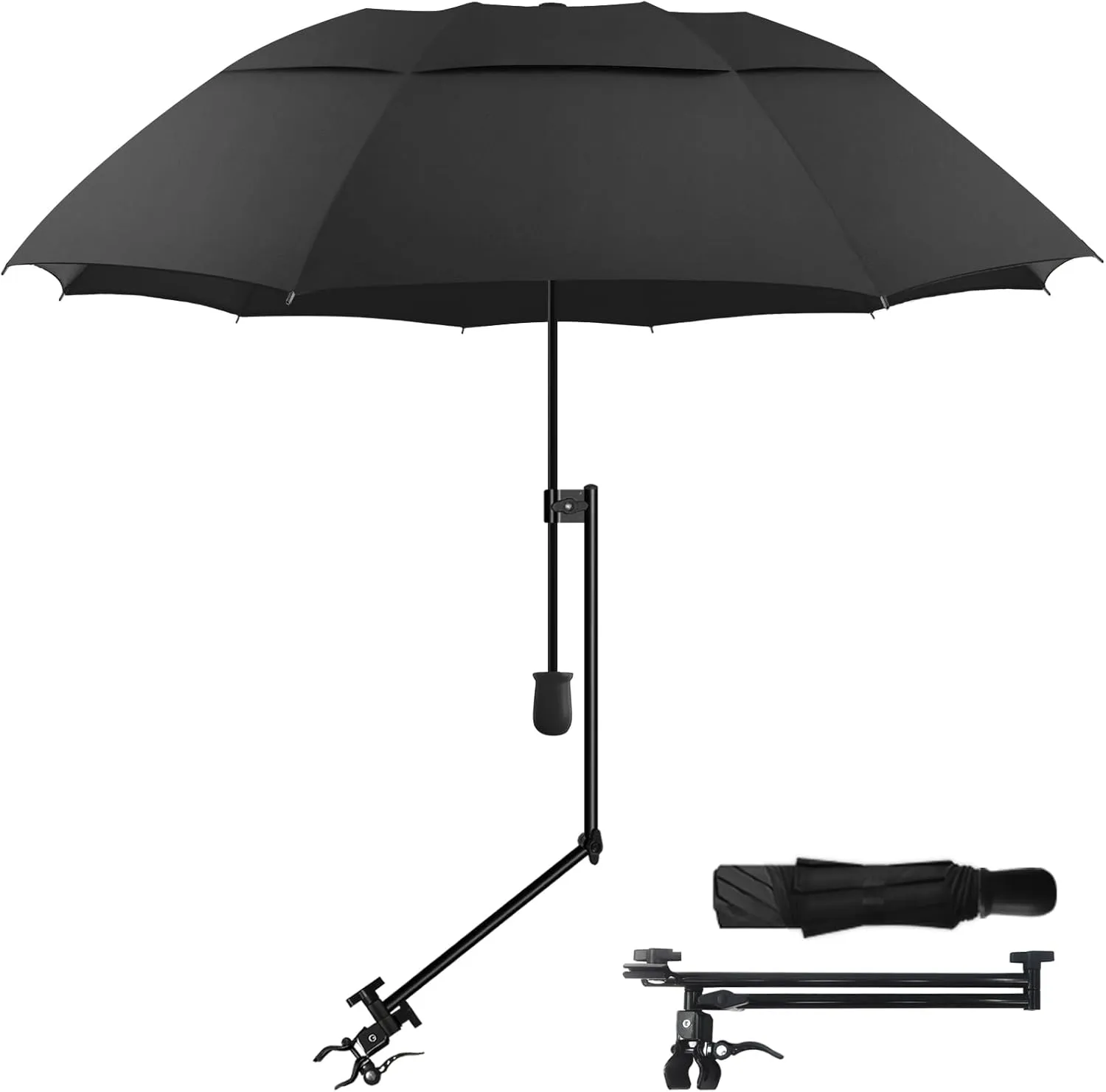 Patio Umbrellas UPF 50  360 ° Adjustable Shade Umbrella,Beach Umbrella with Universal Clamp,Beach Clamp on Umbrella,suitable for Patio,beach chairs,golf carts, wheelchairs,carts,bleachers,camping and fishing