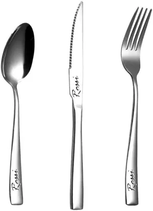 Personalized Cutlery Set personal tableware including Spoon/Knife/Fork, Mirror Polished Flatware Set - Free Engrave Custom Name Date Letters on your Dinnerware(1 Set)