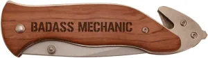 Personalized Gifts for Badass Mechanic Laser Engraved Stainless Steel Folding Survival Knife