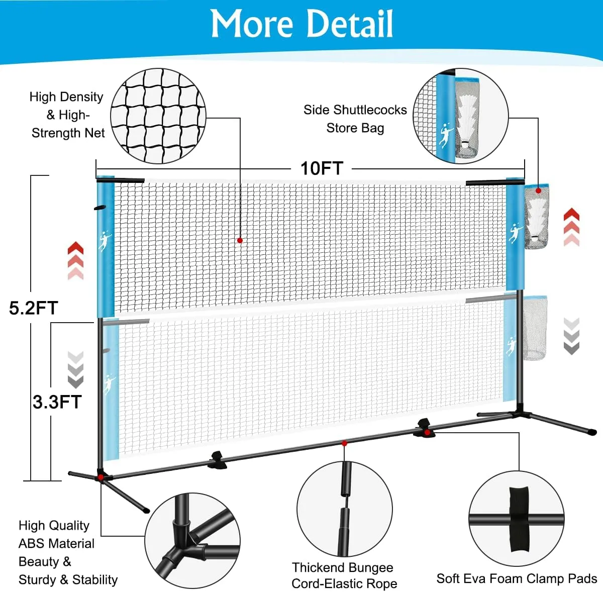 Pickleball Badminton Net Set for Backyards, All-in-One Portable Volleyball Combo Set with Adjustable Net, Volleyball Pickleball Paddles & Badminton Rackets for Indoor Outdoor