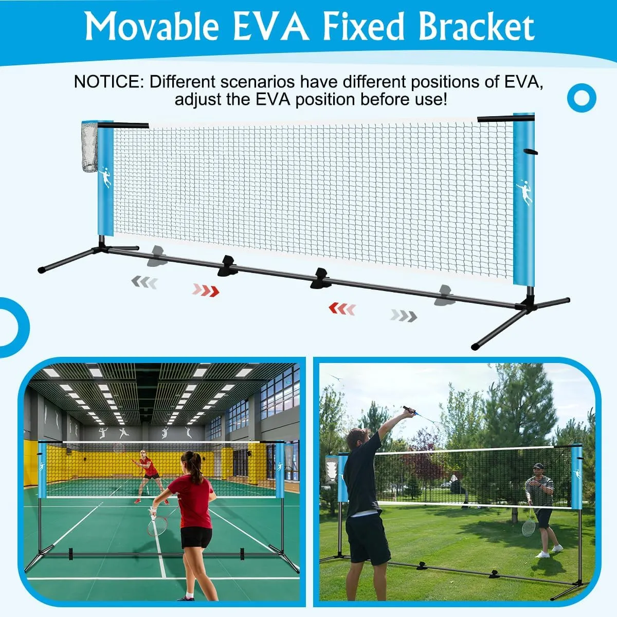 Pickleball Badminton Net Set for Backyards, All-in-One Portable Volleyball Combo Set with Adjustable Net, Volleyball Pickleball Paddles & Badminton Rackets for Indoor Outdoor