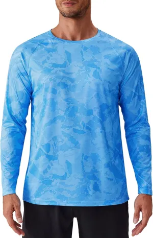 PINSPARK Mens UV Protection Shirts Long Sleeve Fishing Shirts Camo Rash Guard Swim Shirt Quick Dry Athletic Workout Tshirts