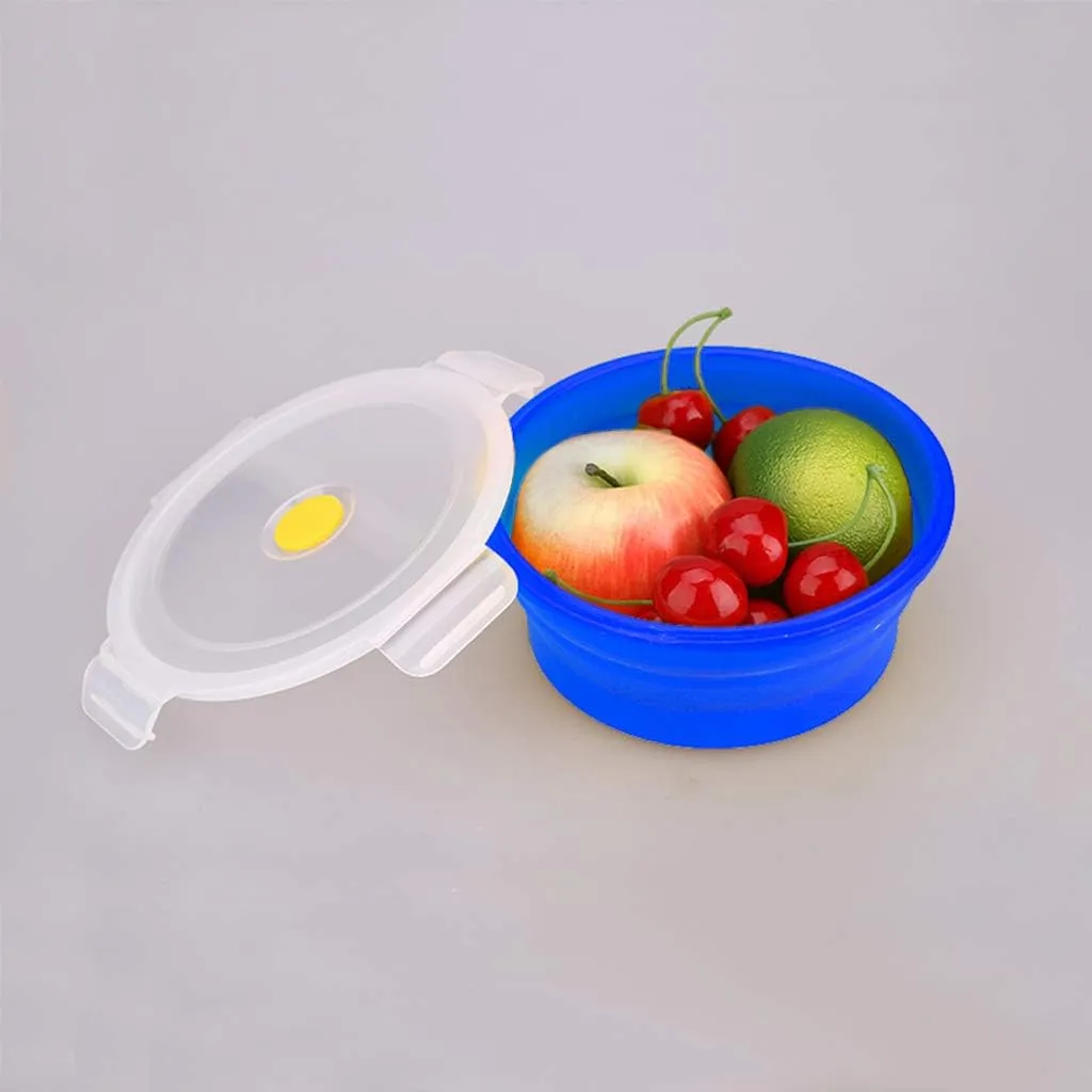 pistro Collapsible Silicone Food Storage Container, Foldable Camping Kitchen Bento Box for Hiking Backpacking Office Picnic BBQ, Reusable