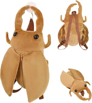 Plush Beetle Backpack Brown Insect Design Soft Lifelike Beetle Stag Bag for Women (Light Brown)