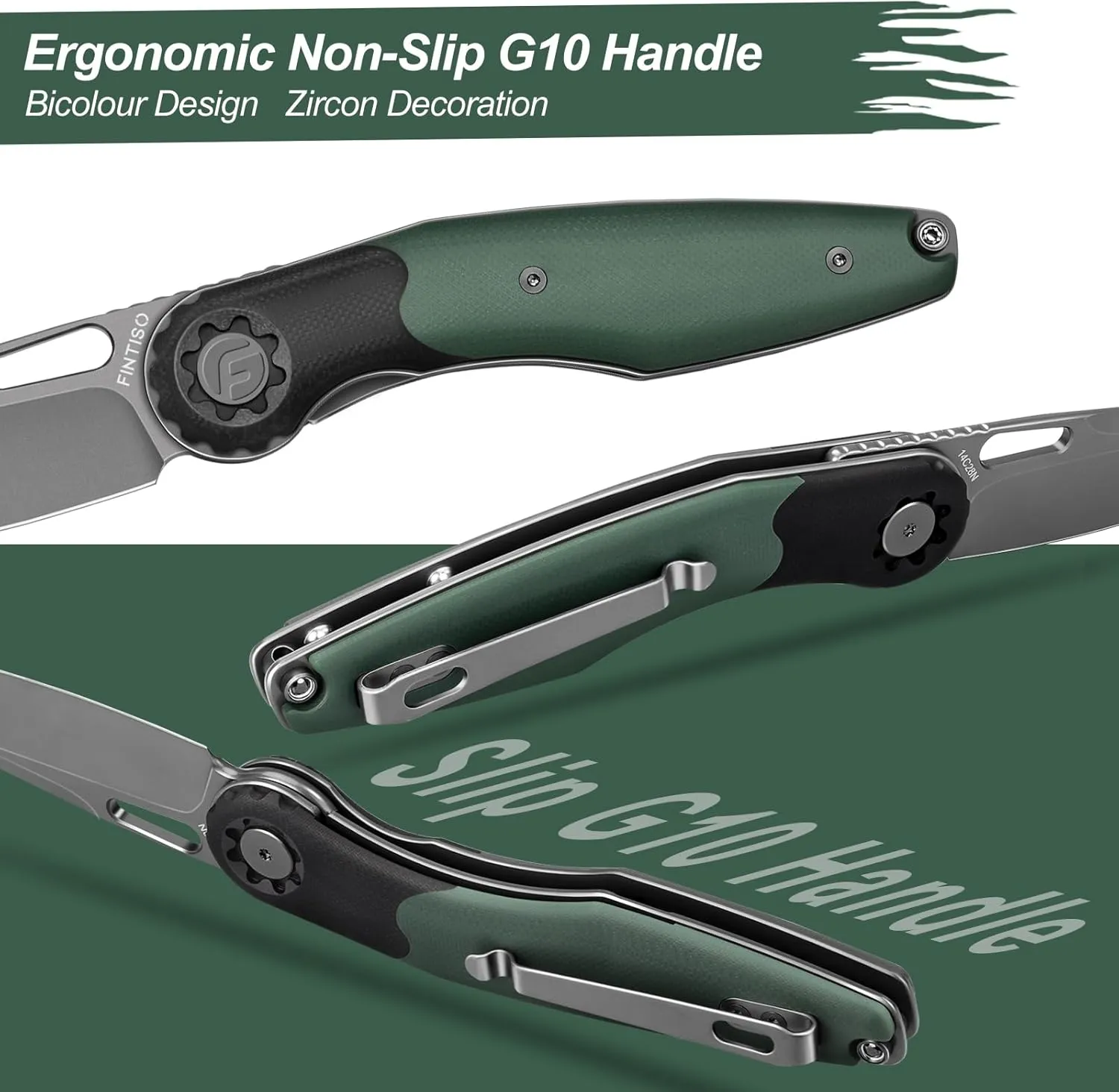 Pocket Knife 3.5" Folding Knife Premium 14C28N Blade, Bicolour G10 Handle Design with Pocket Clip for Men Women, Small EDC Knife for Camping, Hunting, Hiking, Survival and Outdoor Activities, ROOK Series
