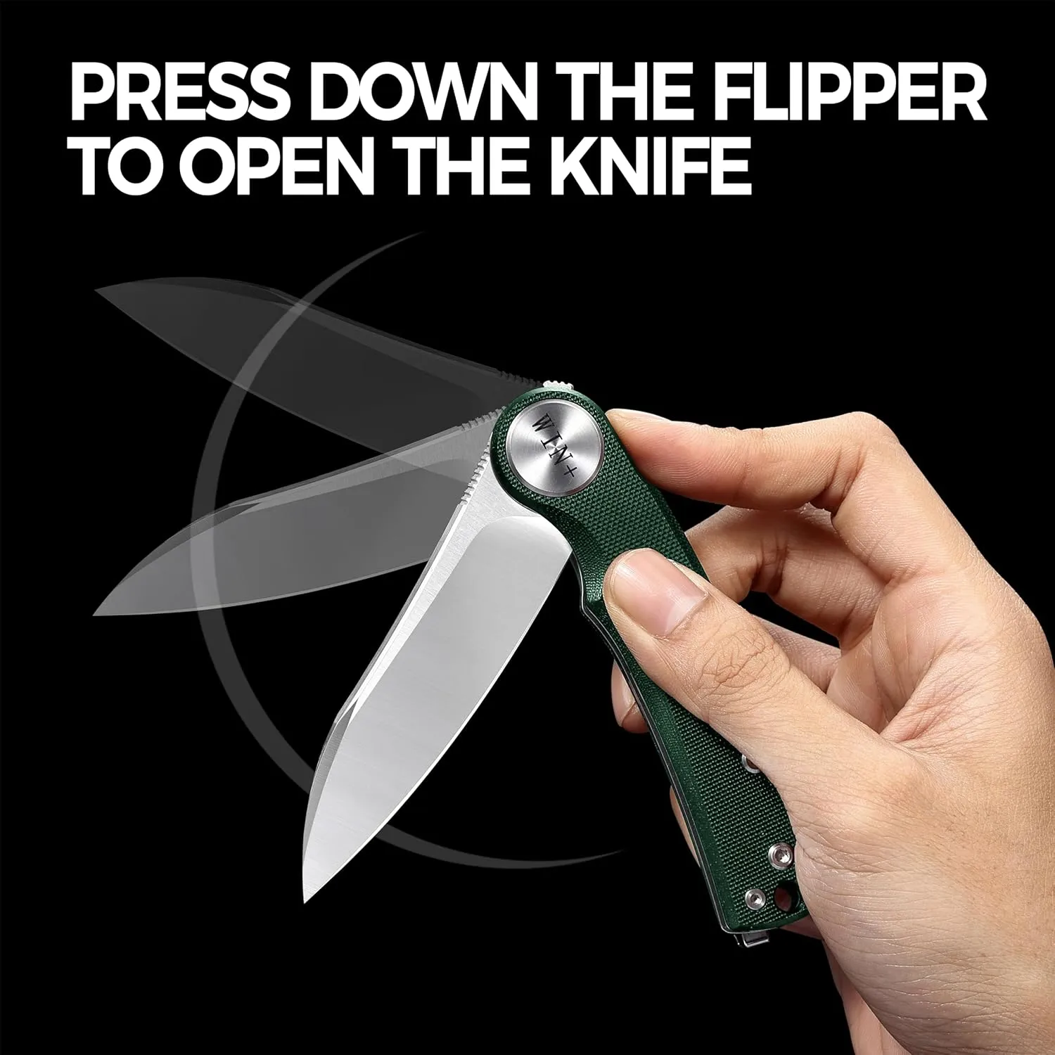 Pocket Knife, Folding Knife with Clip, Tactical Knives with Ball Bearing and Liner Lock, D2 Small EDC Knife for Camping Survival Hunting 3618 (Green-G10)