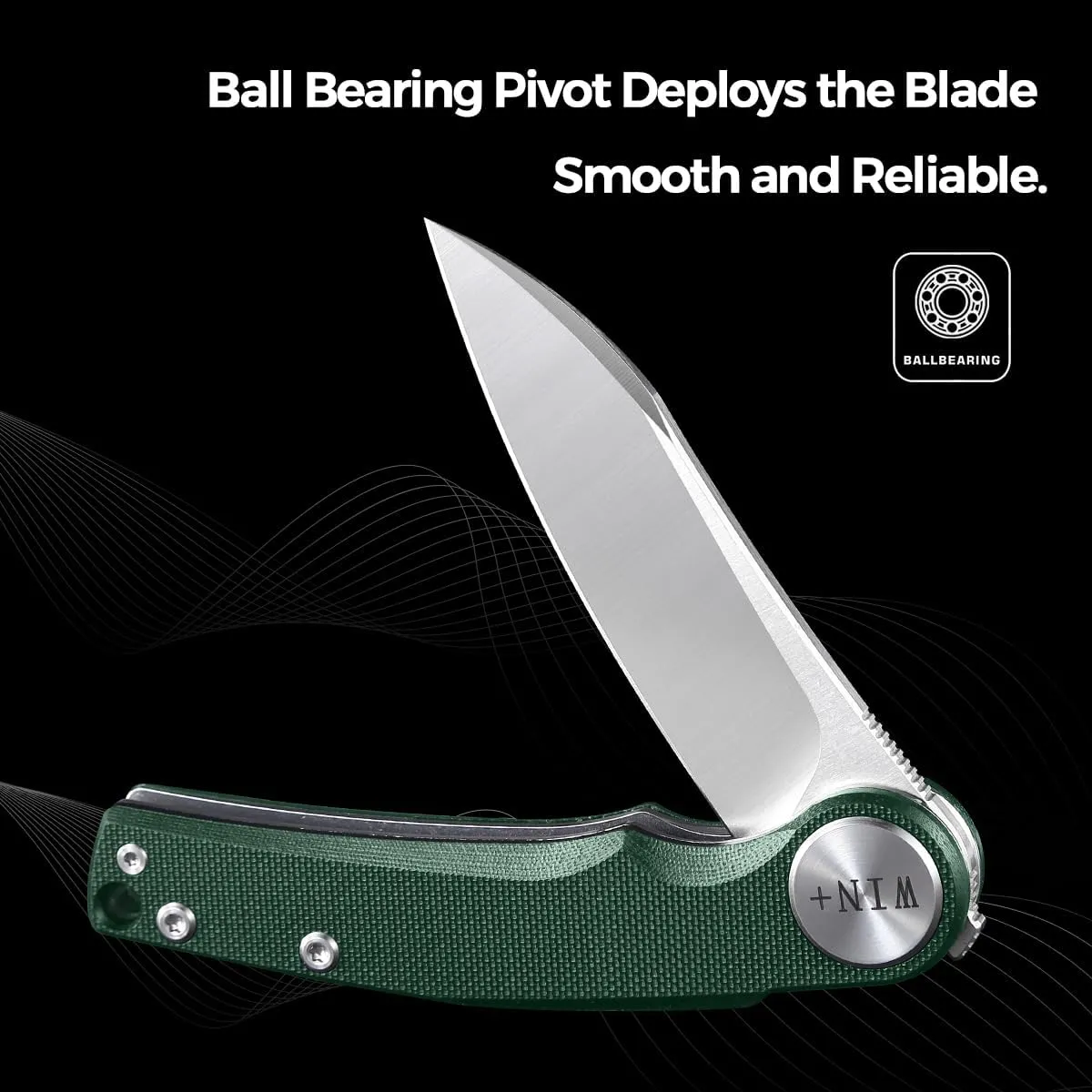 Pocket Knife, Folding Knife with Clip, Tactical Knives with Ball Bearing and Liner Lock, D2 Small EDC Knife for Camping Survival Hunting 3618 (Green-G10)