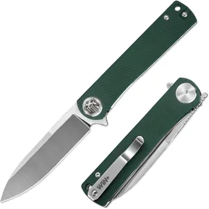 Pocket Knife, Folding Knife with Clip, Tactical Knives with Liner Lock and G10 Handle, D2 Small EDC Knife for Men and Women Camping Survival W3896 (Green)
