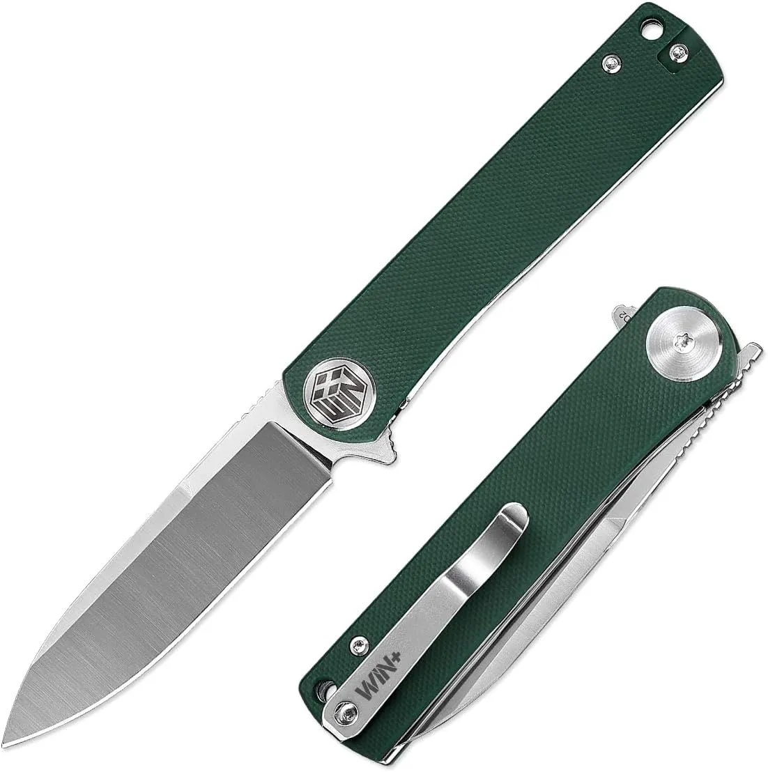 Pocket Knife, Folding Knife with Clip, Tactical Knives with Liner Lock and G10 Handle, D2 Small EDC Knife for Men and Women Camping Survival W3896 (Green)