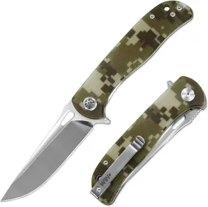 Pocket Knife for EDC, Folding Knife with Clip and Liner Lock, Small Tactical Knives with D2 Blade and G10 Handle, Camping Knife for Men and Wome Survival Hunting W3898-3 (Camo)