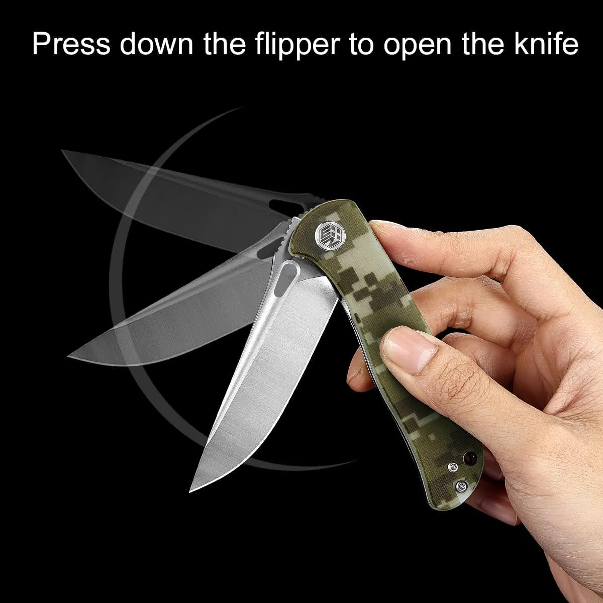 Pocket Knife for EDC, Folding Knife with Clip and Liner Lock, Small Tactical Knives with D2 Blade and G10 Handle, Camping Knife for Men and Wome Survival Hunting W3898-3 (Camo)