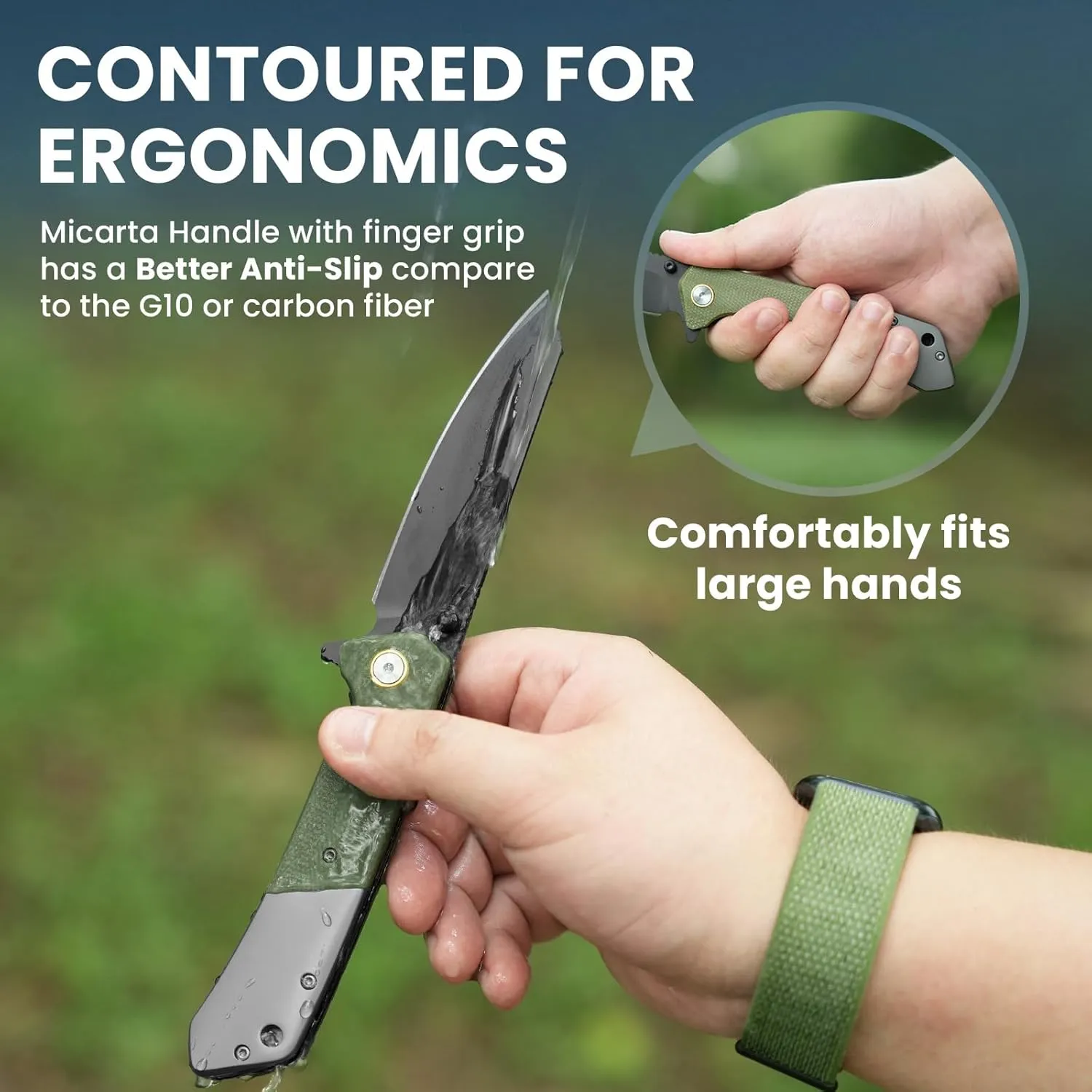 Pocket Knife For Men, Folding Pocket Knife With 3.77" Sandvik 14C28N Blade & Micarta Handle, Flipper Knife With 2-way Assisted Opening, EDC Knife With Deep Pocket Clip For Hunting, Camping