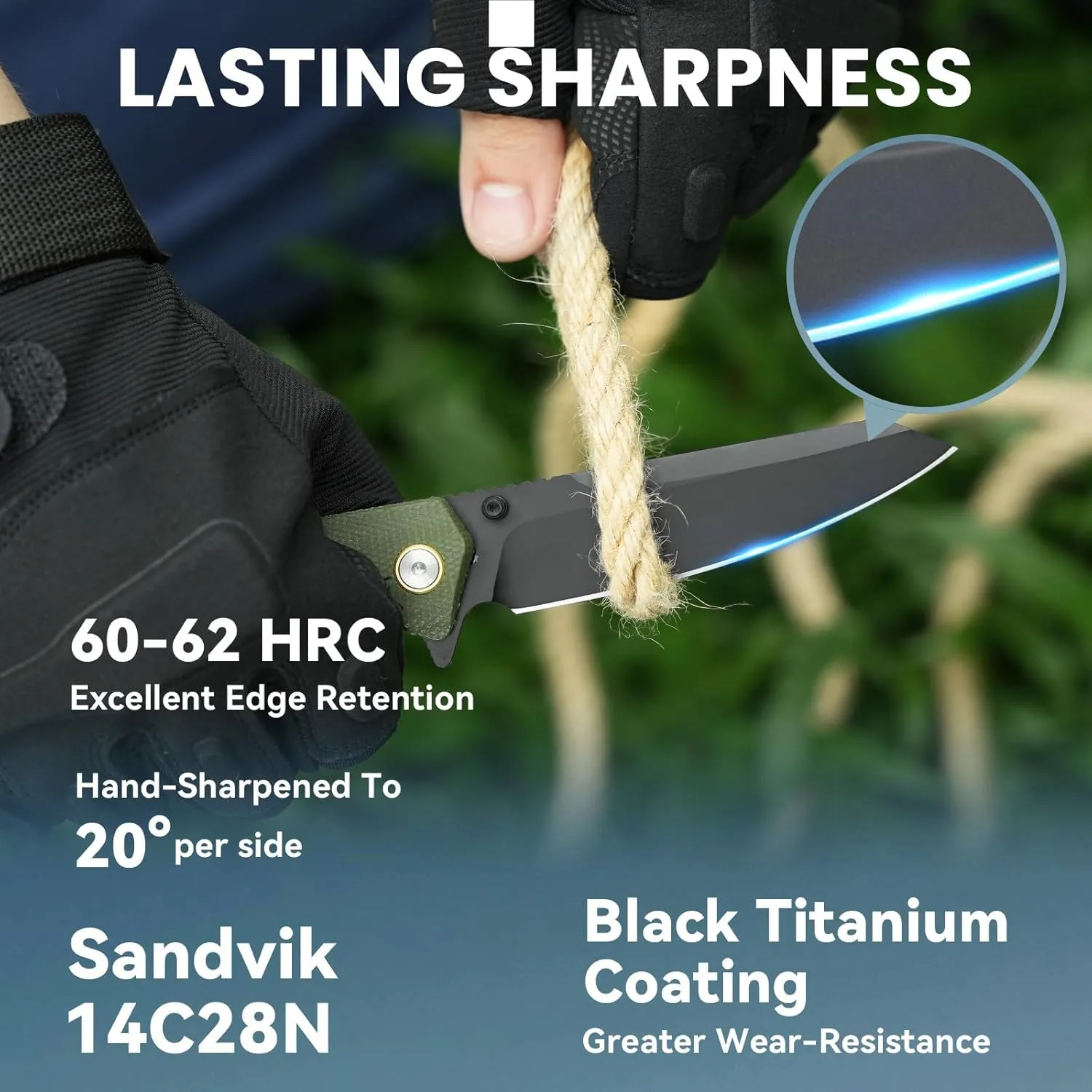 Pocket Knife For Men, Folding Pocket Knife With 3.77" Sandvik 14C28N Blade & Micarta Handle, Flipper Knife With 2-way Assisted Opening, EDC Knife With Deep Pocket Clip For Hunting, Camping