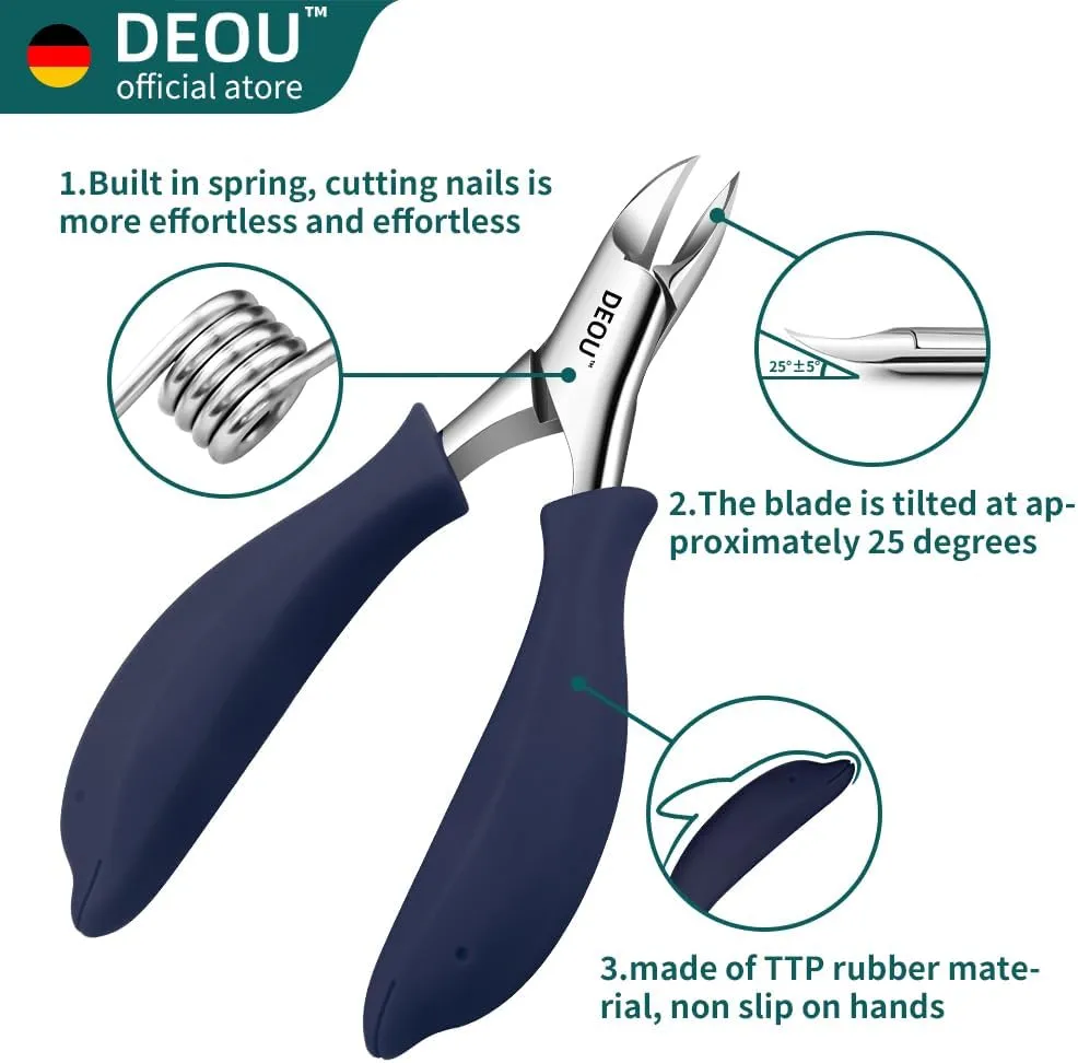 Podiatrist Toenail Clippers Ingrown Toenail Tools for Thick Nails and Inlaid Nails,Manicure and Pedicure Clippers,Heavy Duty Nail Clippers, Pedicure Tools (Dark Blue Nail Remover)