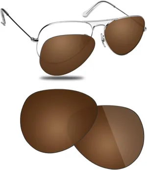 Polarized Lenses Replacement Compatible with RayBan Aviator RB3025 58mm Sunglasses, Impact Resistant & Perfect Fit