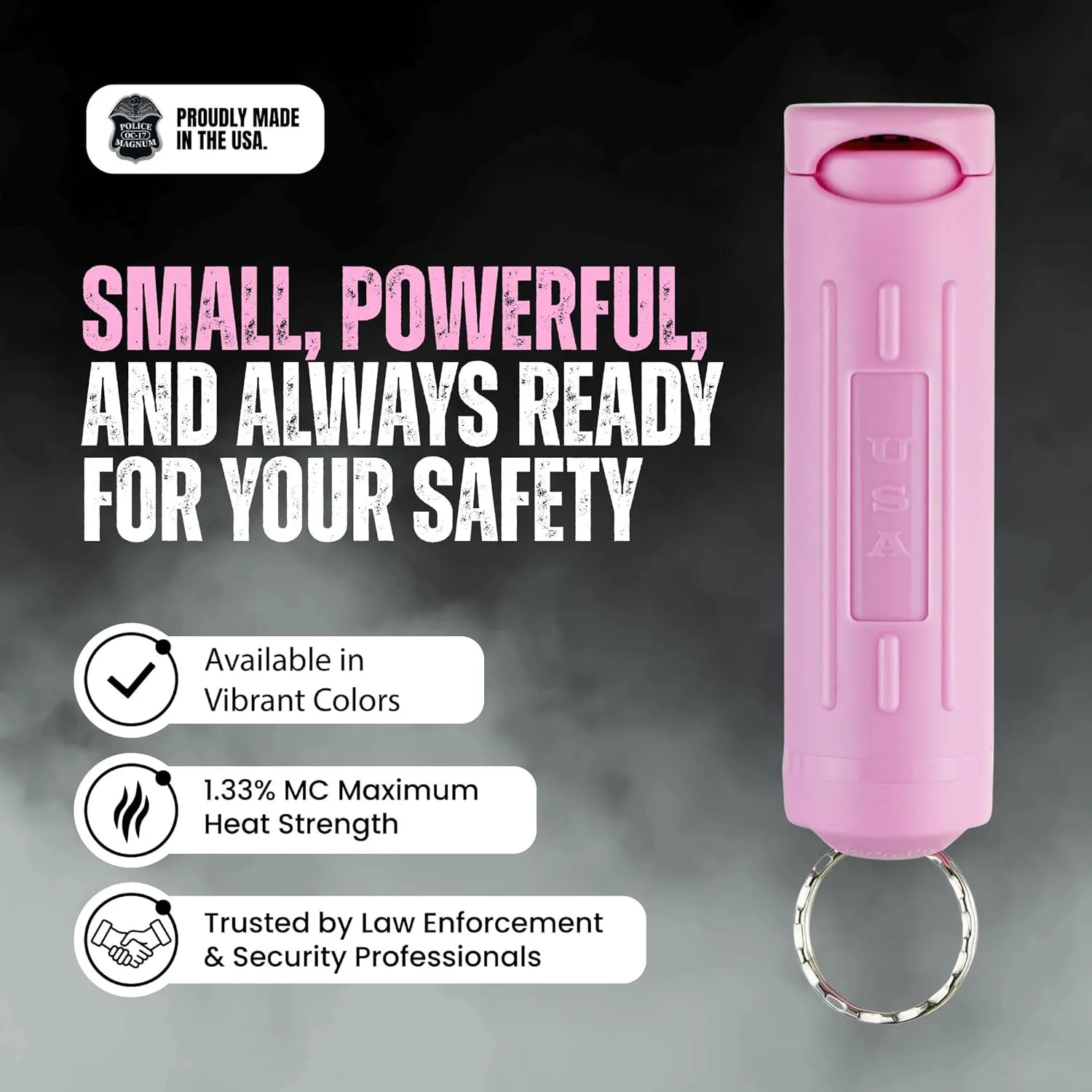 Police Magnum Personal Safety Alarm & Pepper Spray Combo Self Defense Pack for Women- Loud 135db Siren with Light & Max Strength Flip Top Pepper Spray Protection