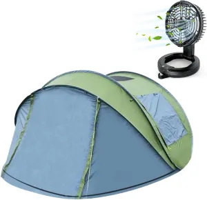 Pop UP Tent 4 Person & Compact Camping Fan with Light