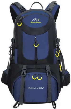 PORRASSO 50L Hiking Backpack Trekking Rucksack Waterproof Daypack Durable Backpack for Women Men Camping Cycling Climbing Outdoor Sports Dark Blue