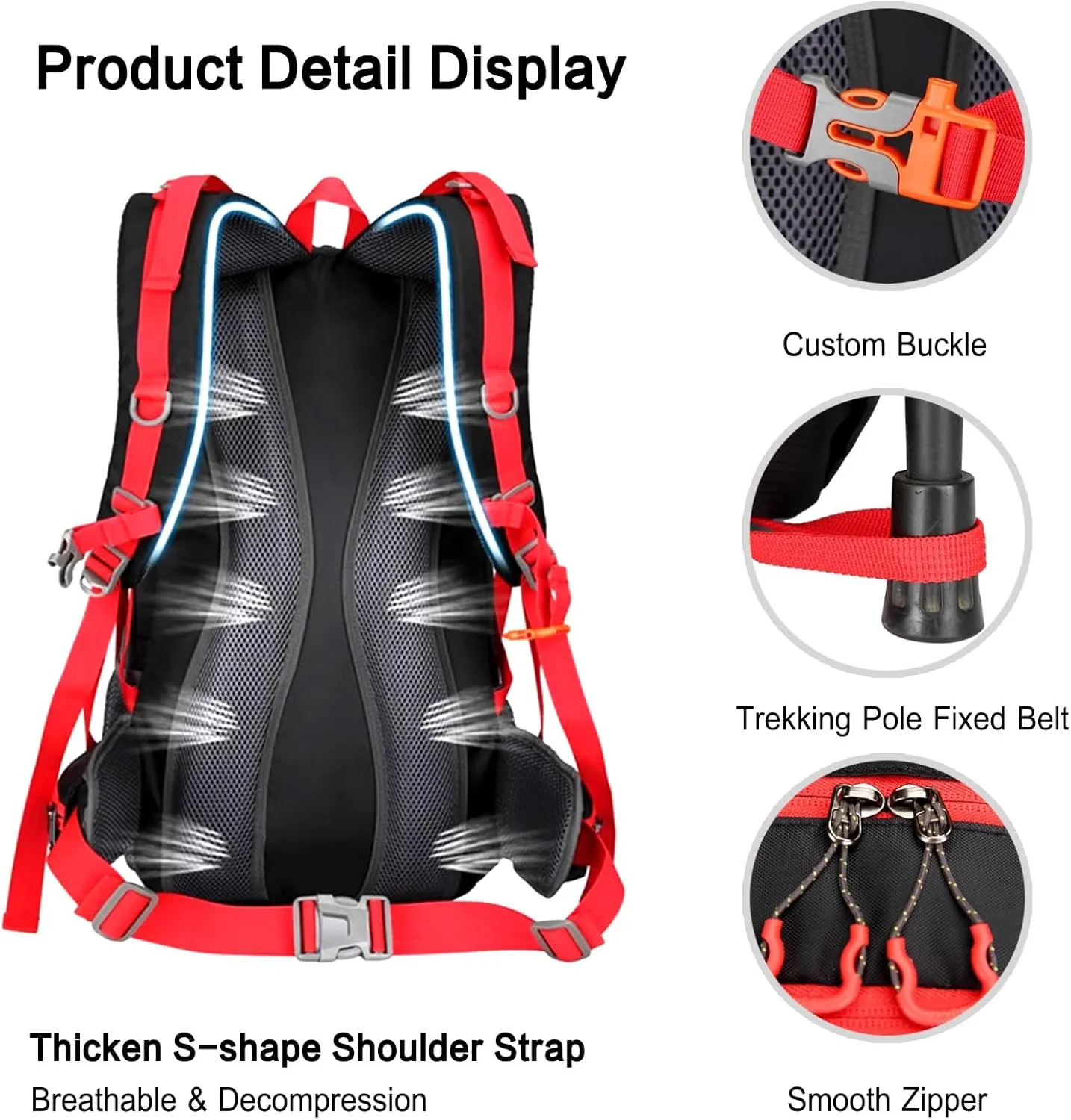 PORRASSO 50L Hiking Backpack Trekking Rucksack Waterproof Daypack Durable Backpack for Women Men Camping Cycling Climbing Outdoor Sports Dark Blue