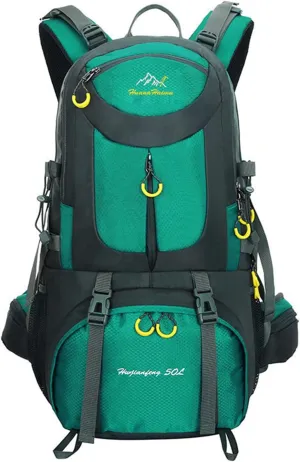 PORRASSO 50L Hiking Backpack Trekking Rucksack Waterproof Daypack Durable Backpack for Women Men Camping Cycling Climbing Outdoor Sports Lake Blue