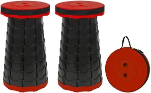 Portable 2 Pack Collapsible Stool Retractable Foldable Chair Outdoor Lightweight for Fishing Hiking Trips BBQ Red 2 Pack