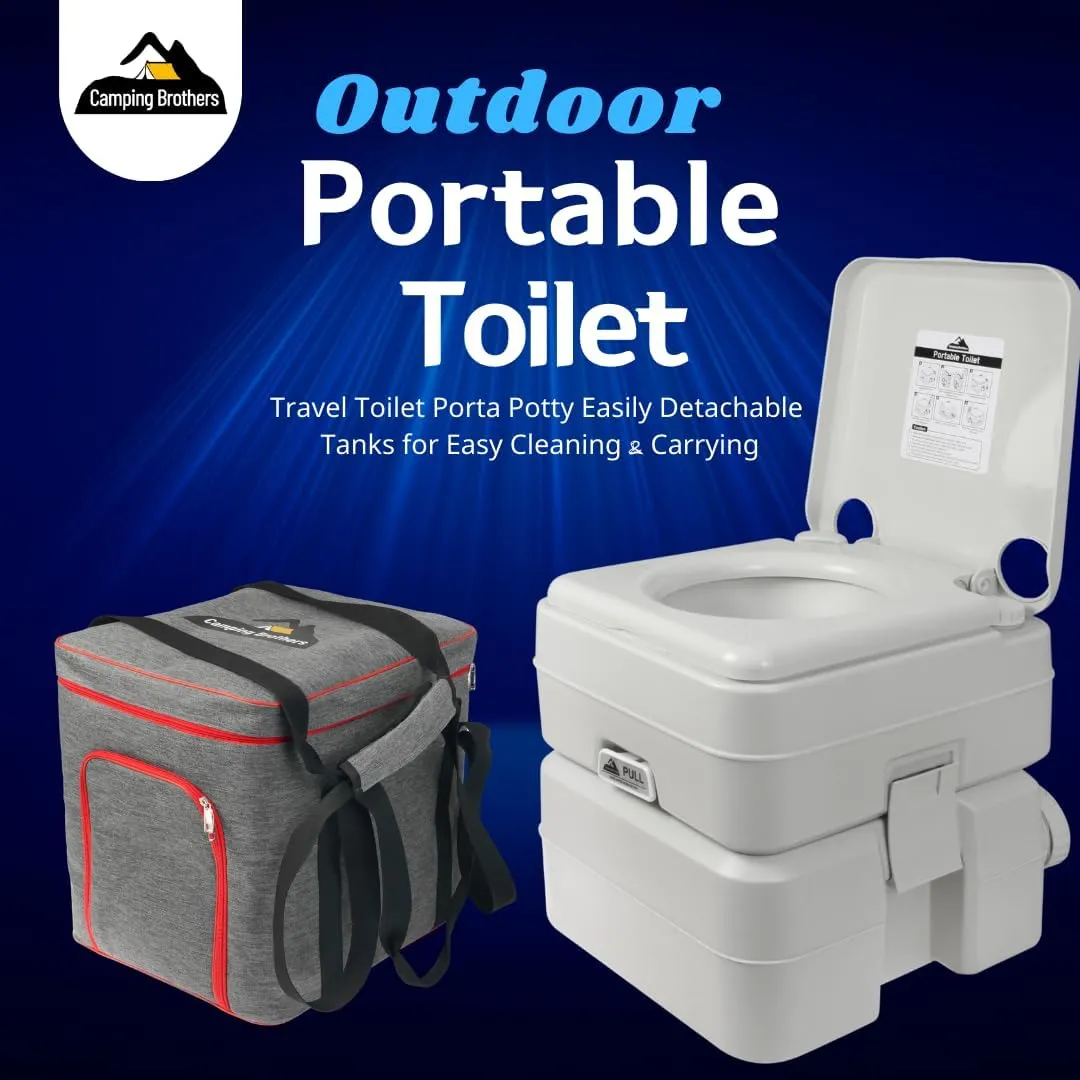 Portable 5.3 Gallon Camping Toilet with Carry Bag - Supports 286 LBS, 50 Flushes, Detachable Tanks