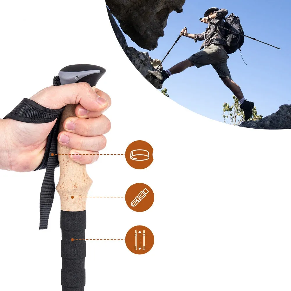 Portable & Compact Trekking Poles with Carbon Fiber Shafts