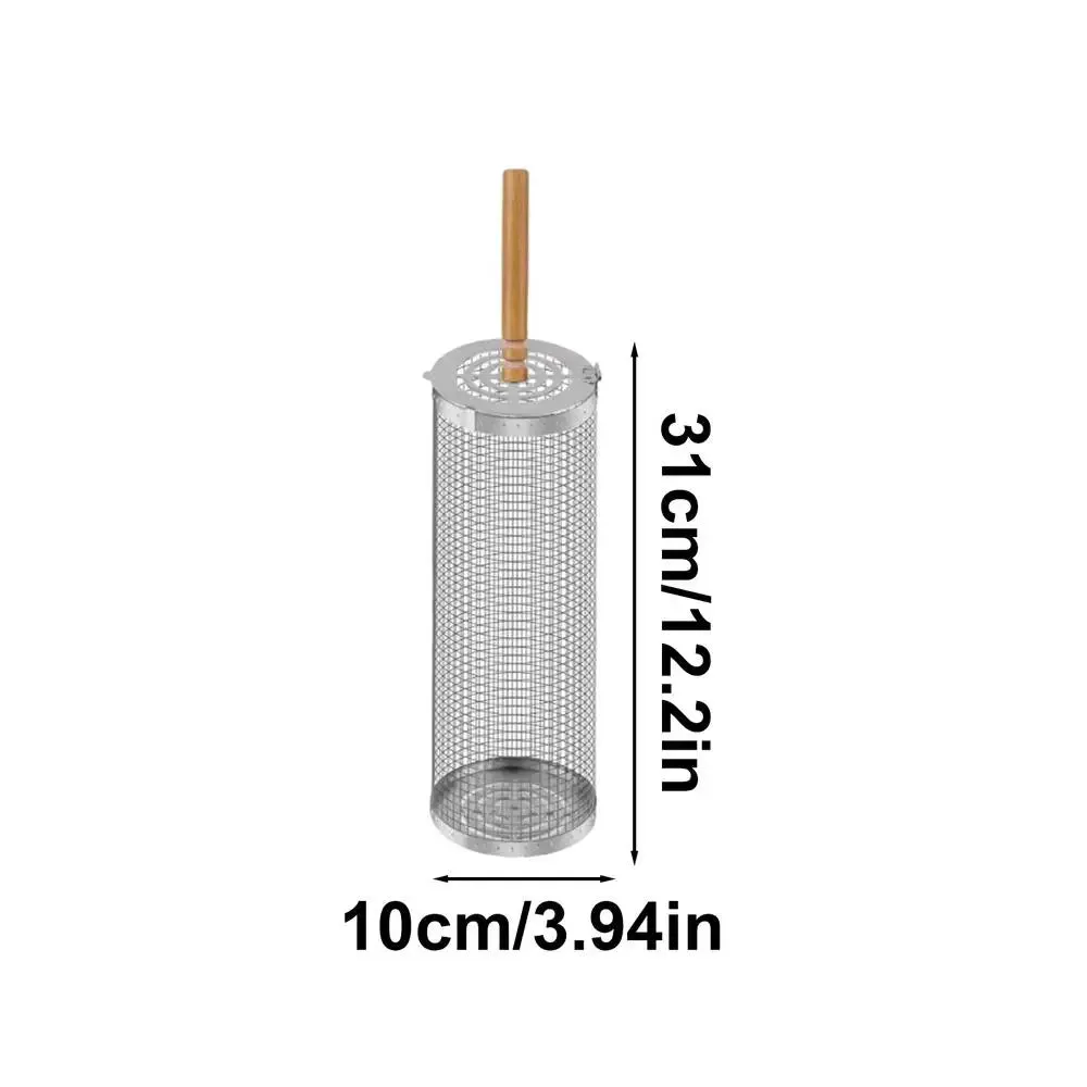 Portable BBQ Basket Stainless Steel Rolling Grilling Basket Wire Mesh Cylinder Grill Basket Round Outdoor Camping Barbecue Rack