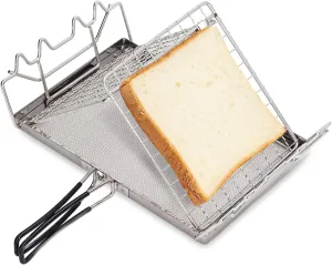 Portable Camp Stove Toaster Camping Bread Roaster Foldable Stovetop Toaster Stainless Steel Outdoor Cooking Toaster for Picnic Travel