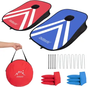 Portable Cornhole Set PVC Framed Corn Holes Outdoor Game Set with 2 Cornhole Boards, 8 Cornhole Bean Bags and Carrying Case, Camping Games Indoor Outdoor for Kids and Adults, Travel Camping Accessory