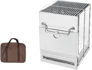 Portable Foldable Steel Square Barbecue Grill - Perfect For Outdoor Firewood Stove Camping
