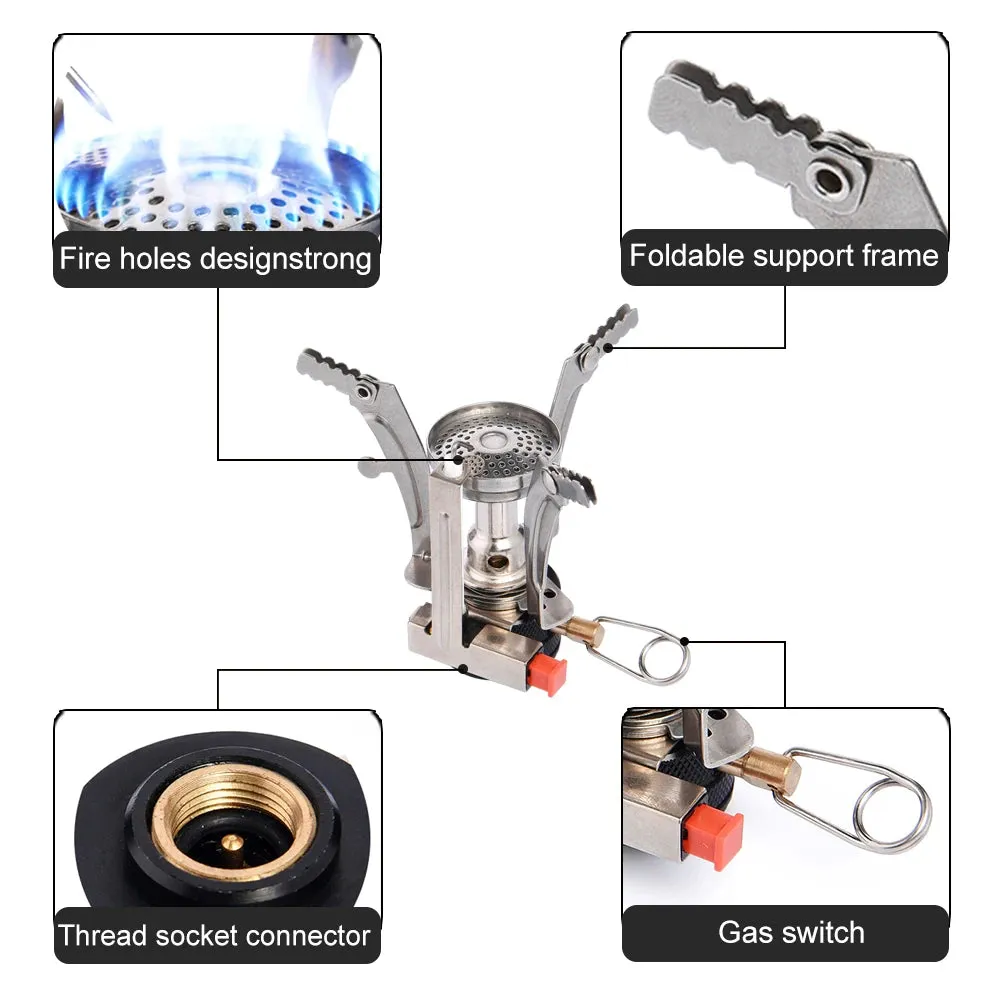 Portable folding outdoor stove cookware gas burner camping stove for hiking picnic BBQ gas stove tank cooker furnace end