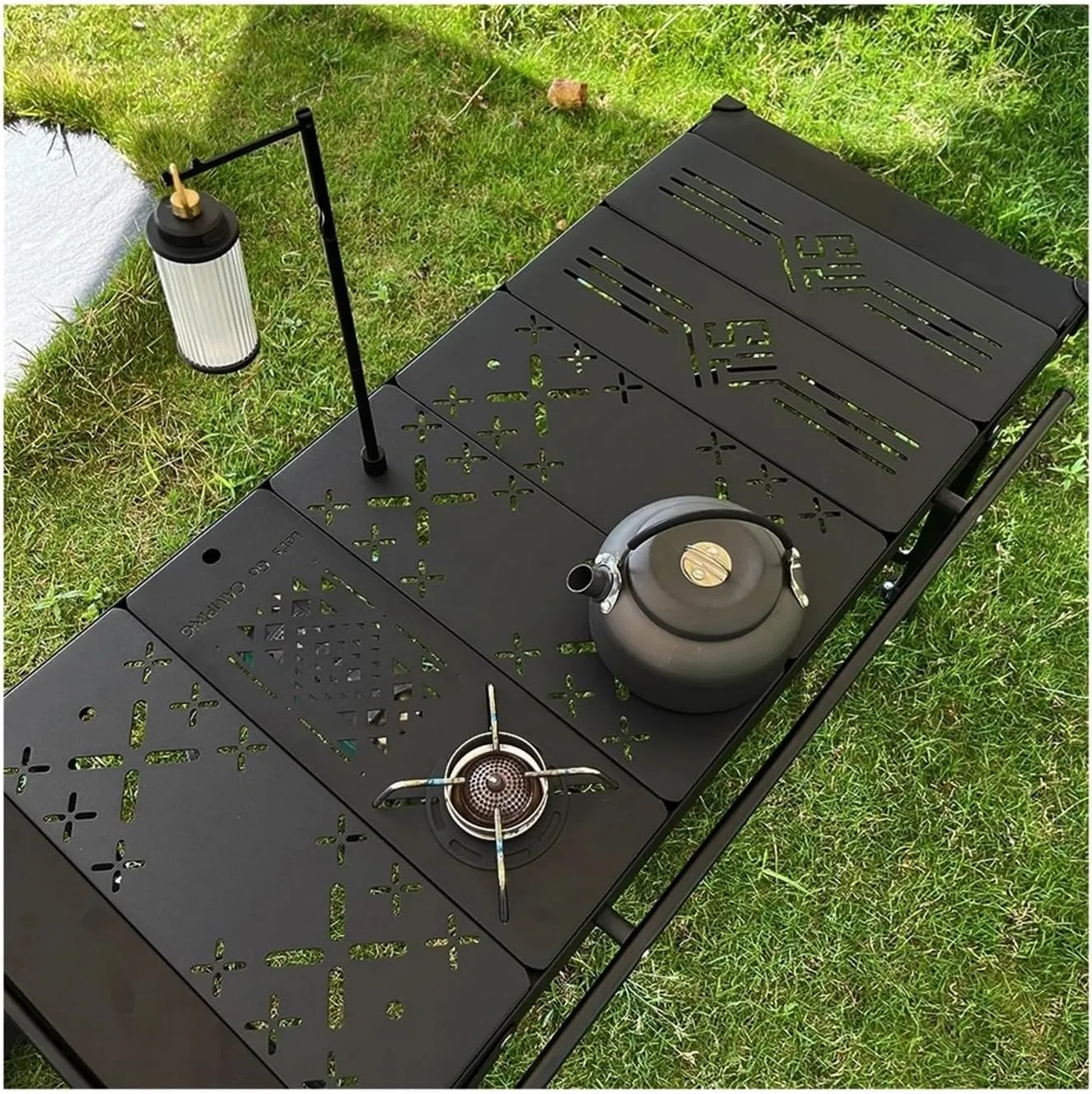Portable Folding Table with Removable BBQ Grill | Ideal Outdoor Picnic & Camping Accessory for Spider Stove(Furnace Plate Set)