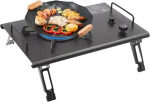 Portable Gas Stove, 2.7KW Electronic Ignition Camping Cooking Stove with Adjustable Burners & Handle, Folding Design, for Outdoor Hiking Picnic Kitchen Emergency Stove (Black)